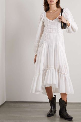 Isabel Marant Étoile + Melia Asymmetric Pleated Cotton-Poplin Midi Dress