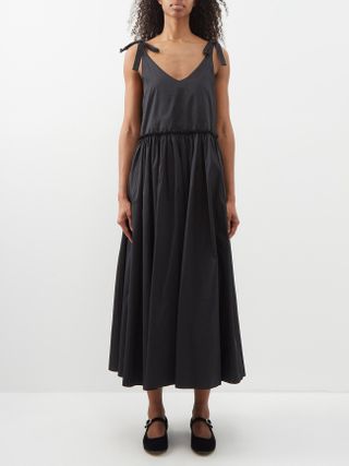The Meaning Well + Felicity Tie-Shoulder Upcycled Taffeta Midi Dress