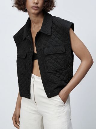 Zara + Cropped Quilted Waistcoat