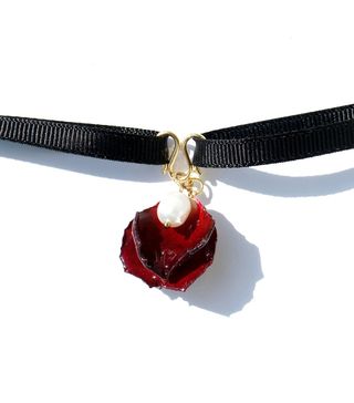 Immany + Grande Amore Rose Petal RibbonTie Choker Necklace