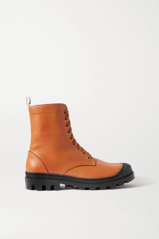 Loewe + Logo-Print Canvas-Trimmed Leather Ankle Boots