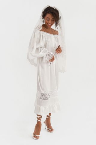 Daily Sleeper + Paloma Silk Dress in Pearl White