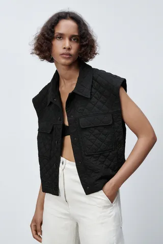 Zara + Quilted Cropped Vest