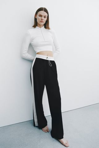 Zara + Flowy Pants With Side Stripe