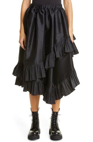 Vaquera + Asymmetrical Taffeta Ruffle Skirt