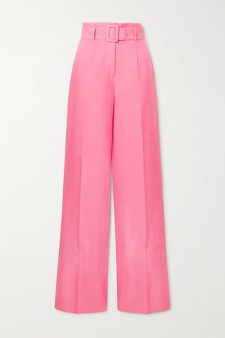 De La Vali + Belted Tencel and Linen-Blend Wide-Leg Pants