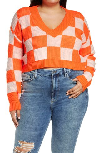 BP. + Checker Crop Sweater