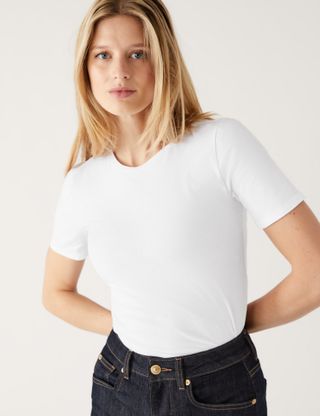 M&S Collection + Cotton Rich Slim Fit T-Shirt