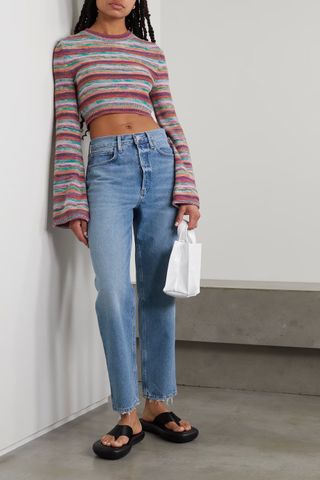 Agolde + '90s Cropped Organic Mid-Rise Straight-Leg Jeans