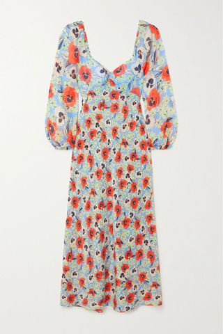 Rixo + Gio Floral-Print Silk-Chiffon Midi Dress