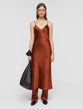 Joseph + Clea V-Neck Silk-Satin Slip Dress