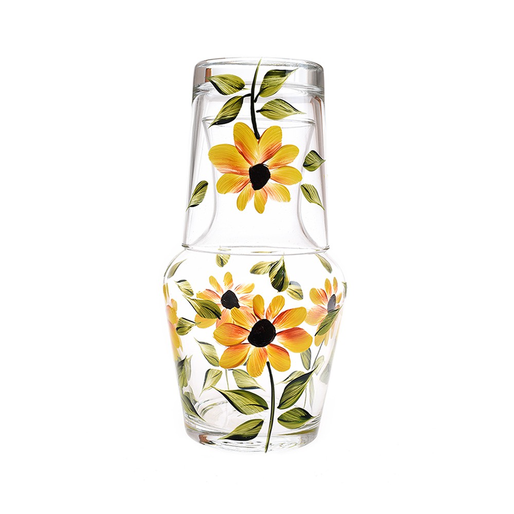 Petra Palumbo + Black Eyed-Susan Glass Carafe and Tumbler