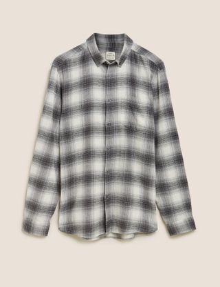 Marks and Spencer + Pure Cotton Flannel Checked Shirt