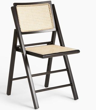 John Lewis & Partners + Rattan Folding Chair in Black