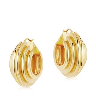 Missoma + Lucy Williams Gold Medium Ridge Hoop Earrings