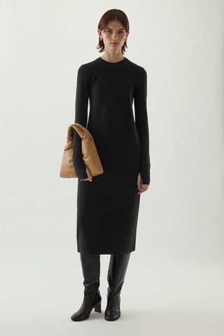 COS + Ribbed Long-Sleeve Midi Dress