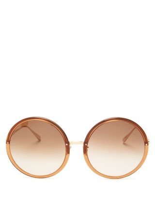 Linda Farrow + Kew Oversized Round Acetate Sunglasses