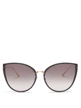 Linda Farrow + Silvie Cat-Eye 22kt Gold-Plated Sunglasses