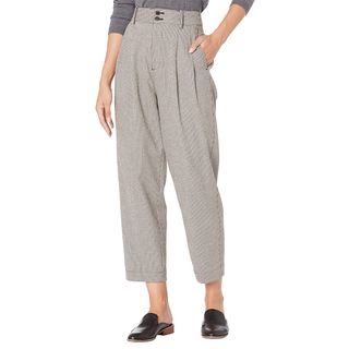 Madewell + Pleated Taper Wide-Leg Pants in Mini Houndstooth