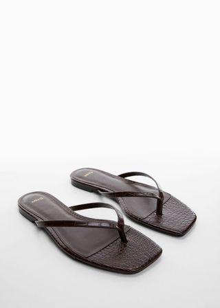 Mango + Croc-Effect Sandals