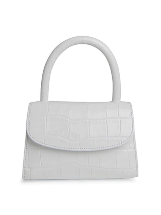 By Far + Mini Croc-Embossed Leather Top Handle Bag