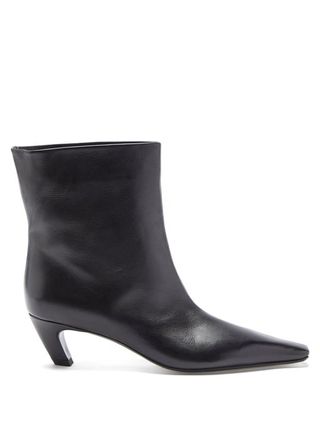 Khaite + Arizona Square-Toe Leather Ankle Boots