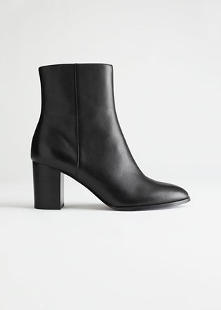 & Other Stories + Almond Toe Leather Ankle Boots
