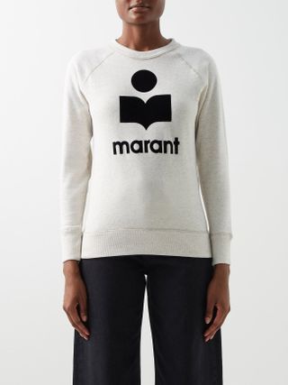 Isabel Marant Étoile + Milly Flocked-Logo Cotton-Blend Jersey Sweatshirt