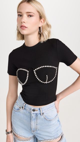 Area + Crystal Bustier Cup T-Shirt
