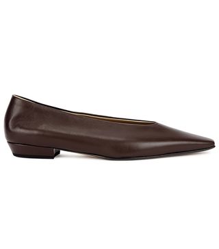 Bottega Veneta + Almond Chocolate Leather Flats