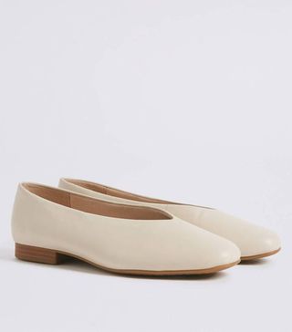 M&S Collection + Leather High Cut Ballerina Pumps