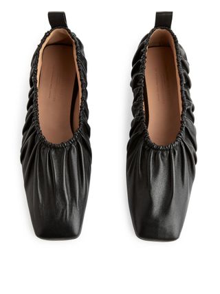 Arket + Scrunched Leather Ballerinas