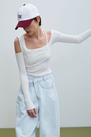 SourceUnknown + Layered Bra and Ribbed Knit Top