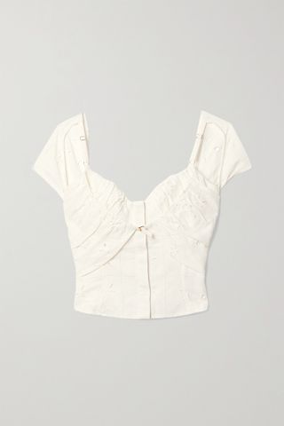 Jacquemus + Tovallo Cutout Broderie Anglaise Linen-Blend Bustier Top