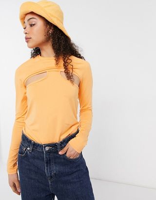 Weekday + Shelly Long Sleeve Layered Top in Orange