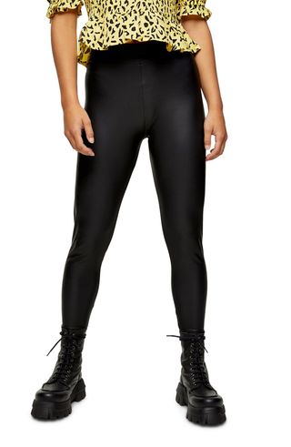 Topshop + Coated Faux Leather Leggings