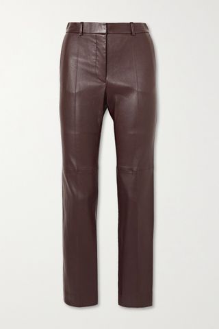 Joseph + Coleman Leather Slim-Leg Trousers