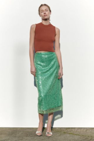 Zara + Sequin Pencil Skirt