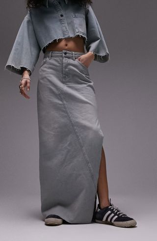 Topshop + Side Slit Denim Skirt
