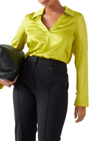 & Other Stories + Point Collar Stretch Silk Top
