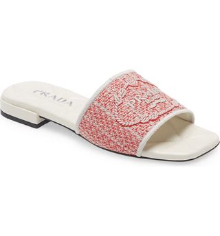 Prada + Logo Jacquard Slide Sandals