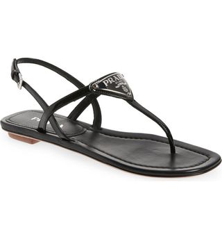 Prada + Triangle Logo Sandals