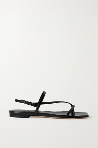 Aeyde + Ella Glossed-Leather Slingback Sandals