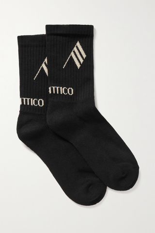 The Attico + Intarsia Ribbed Stretch Cotton-Blend Socks
