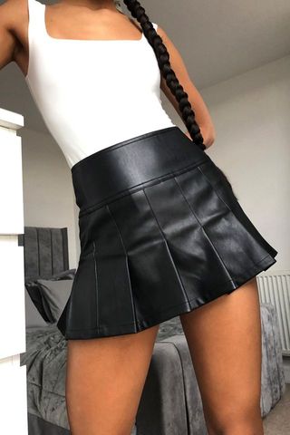 Urban Outfitters + Faux Leather Pleated Mini Skirt