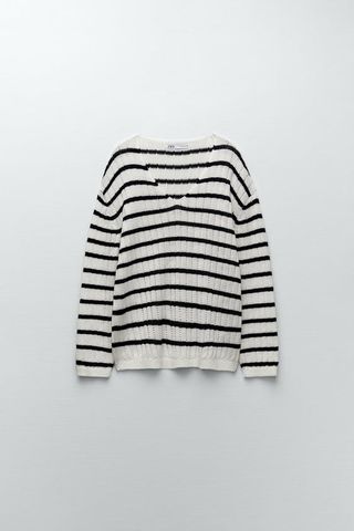 Zara + Linen Blend Knit Sweater