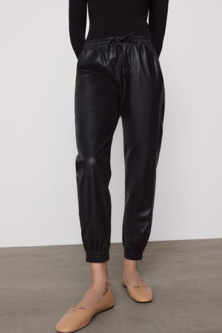 Zara + Faux Leather Jogging Trousers