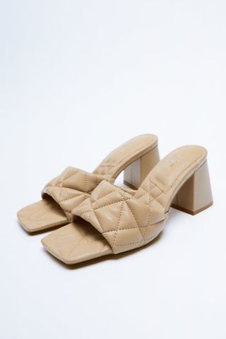 Zara + Block Heel Padded Sandals
