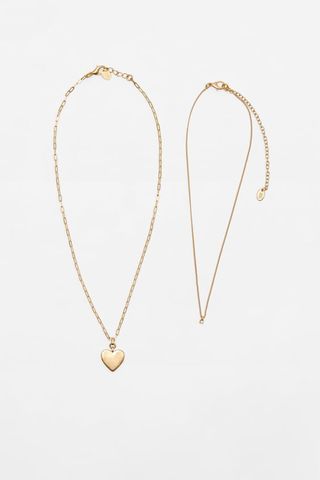 Zara + Pack of Rhinestone Heart Necklaces