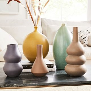 West Elm + Set of 5 Crackle Glazed Ceramic Vases